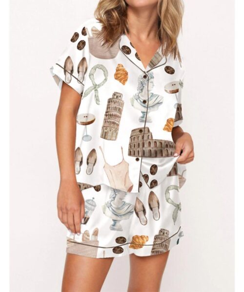 Take Me To Italy Satin Pajama Set For Women