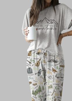 Take Me To The Mountains Gras Casual Pajama Set For Women