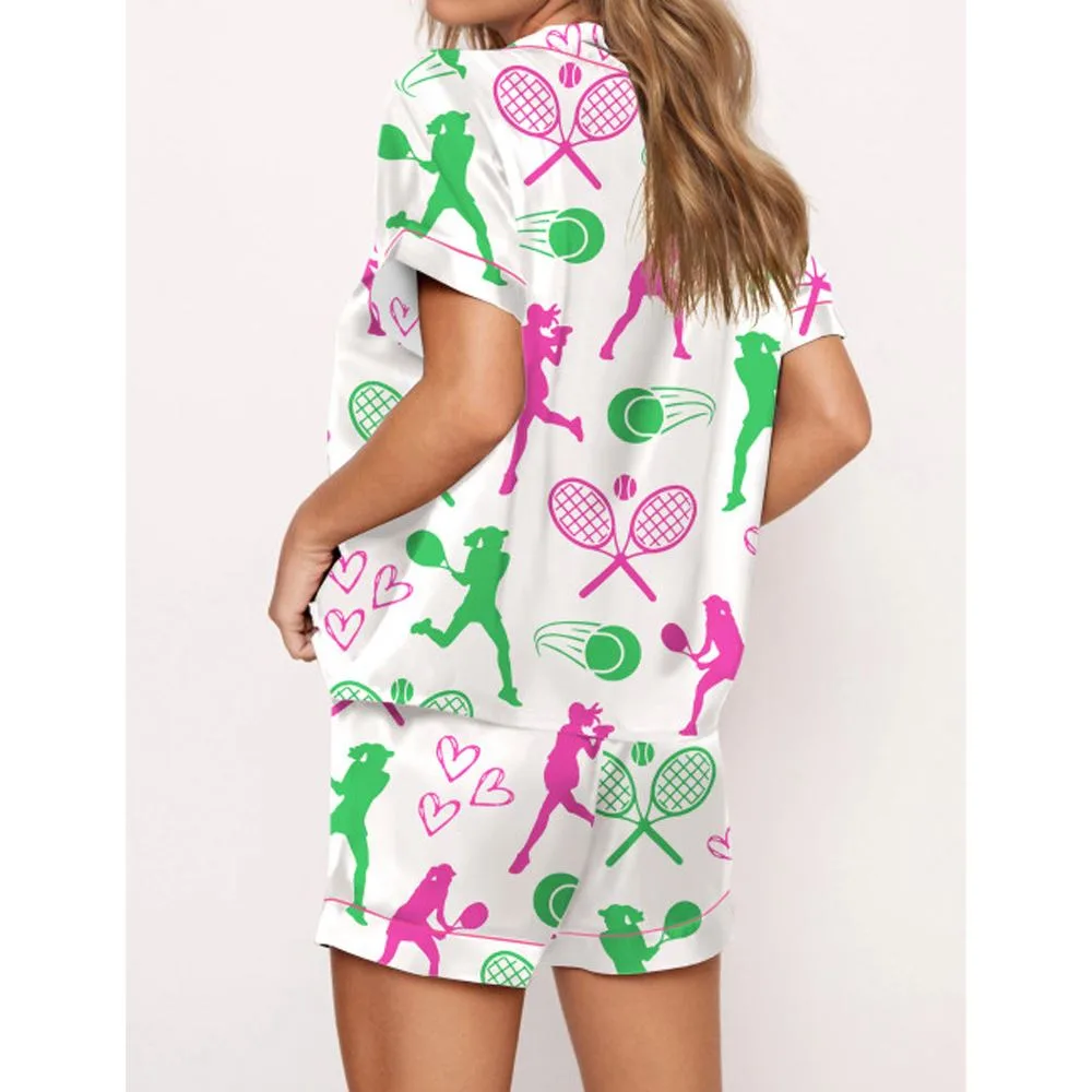 Tennis Satin Pajama Set For Women - Image 2
