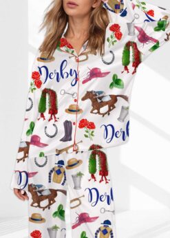 The Kentucky Derby Satin Pajama Set For Women