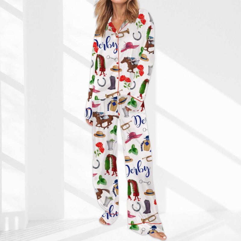 The Kentucky Derby Satin Pajama Set For Women - Image 2