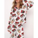 Tim Coffee Satin Pajama Set For Women