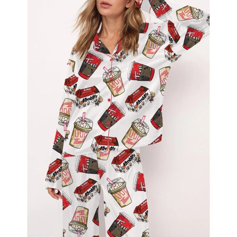 Tim Coffee Satin Pajama Set For Women - Image 2