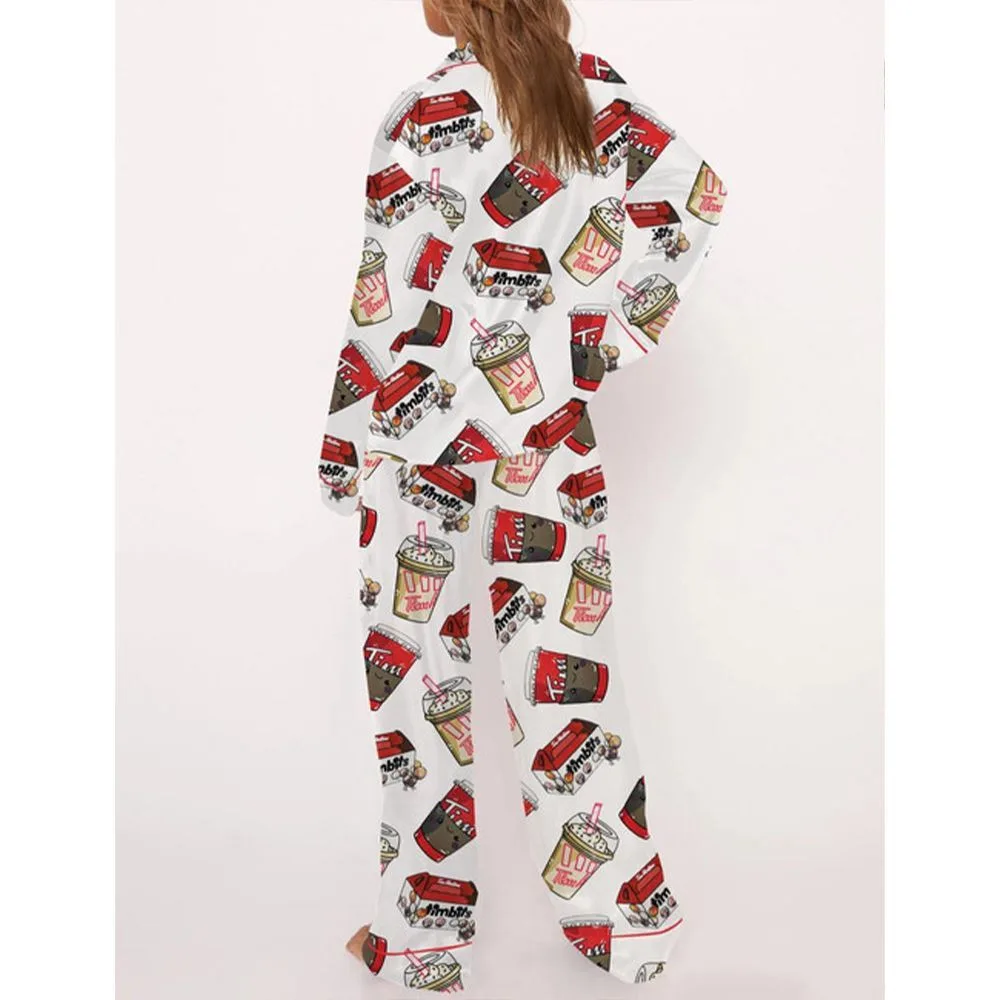 Tim Coffee Satin Pajama Set For Women - Image 3