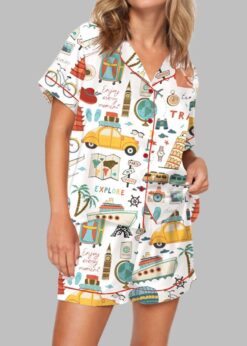Time To Travel Pajama Set For Women