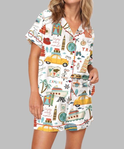 Time To Travel Pajama Set For Women