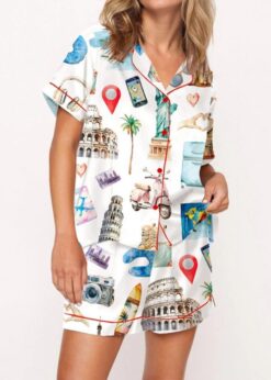 Travel Lover Pajama Set For Women
