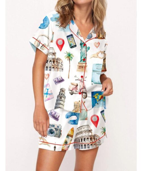 Travel Lover Pajama Set For Women