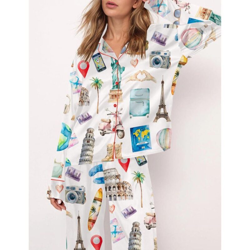 Travel Lover Pajama Set For Women - Image 2