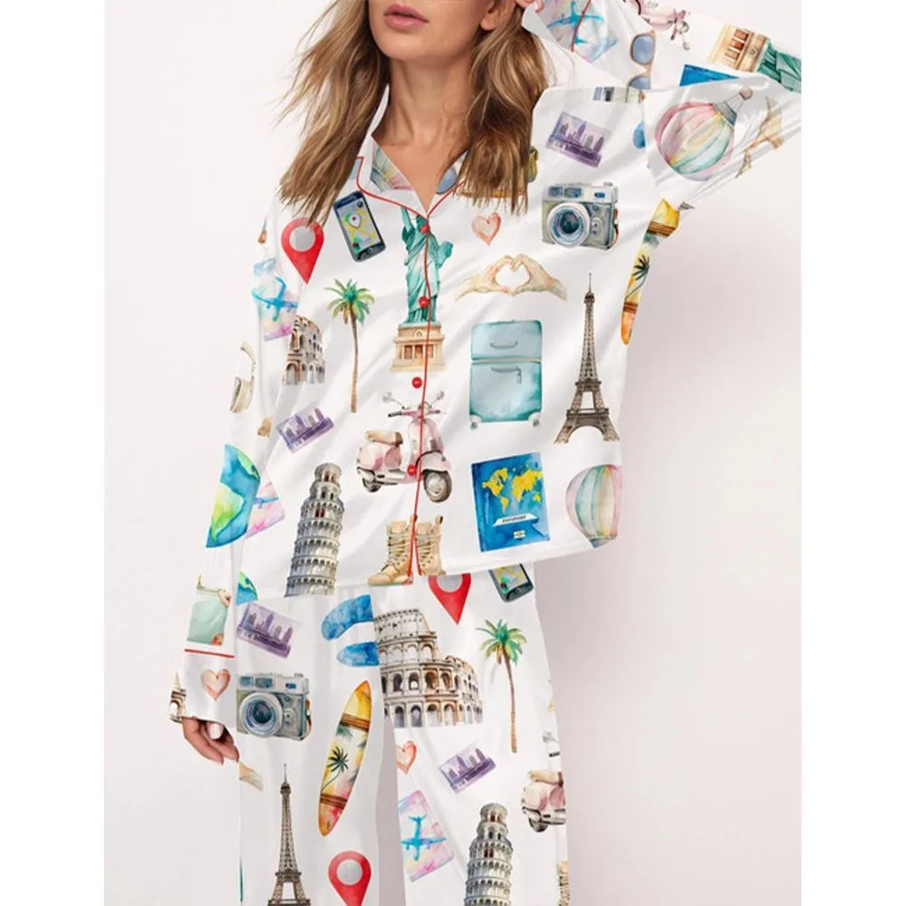 Travel Lover Pajama Set For Women - Image 2