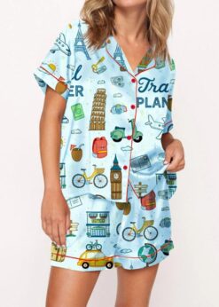 Travel Planner Pajama Set For Women