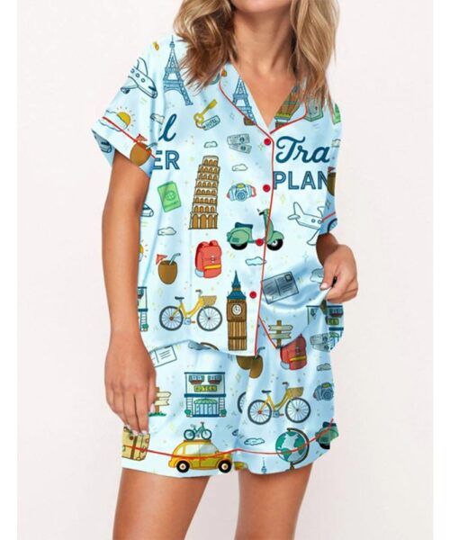 Travel Planner Pajama Set For Women