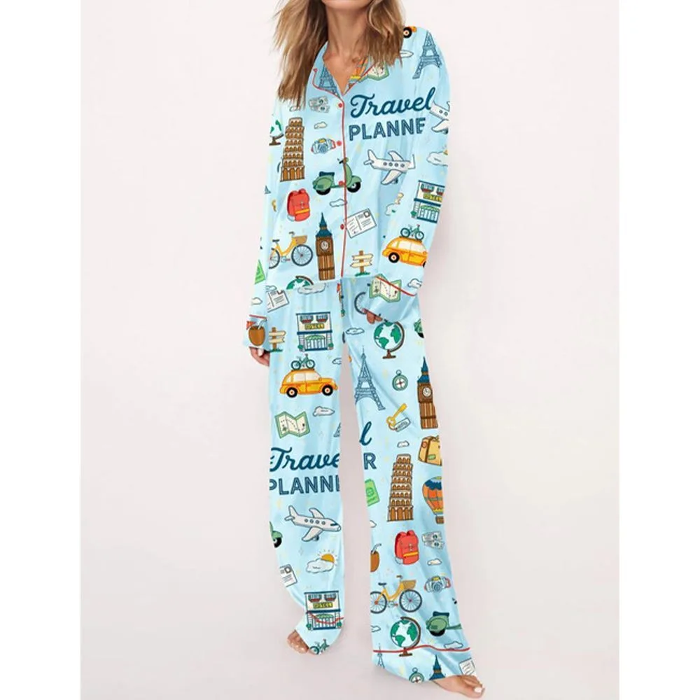 Travel Planner Pajama Set For Women - Image 2