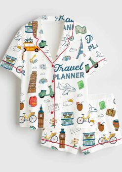 Travel Planner Satin Pajama For Women