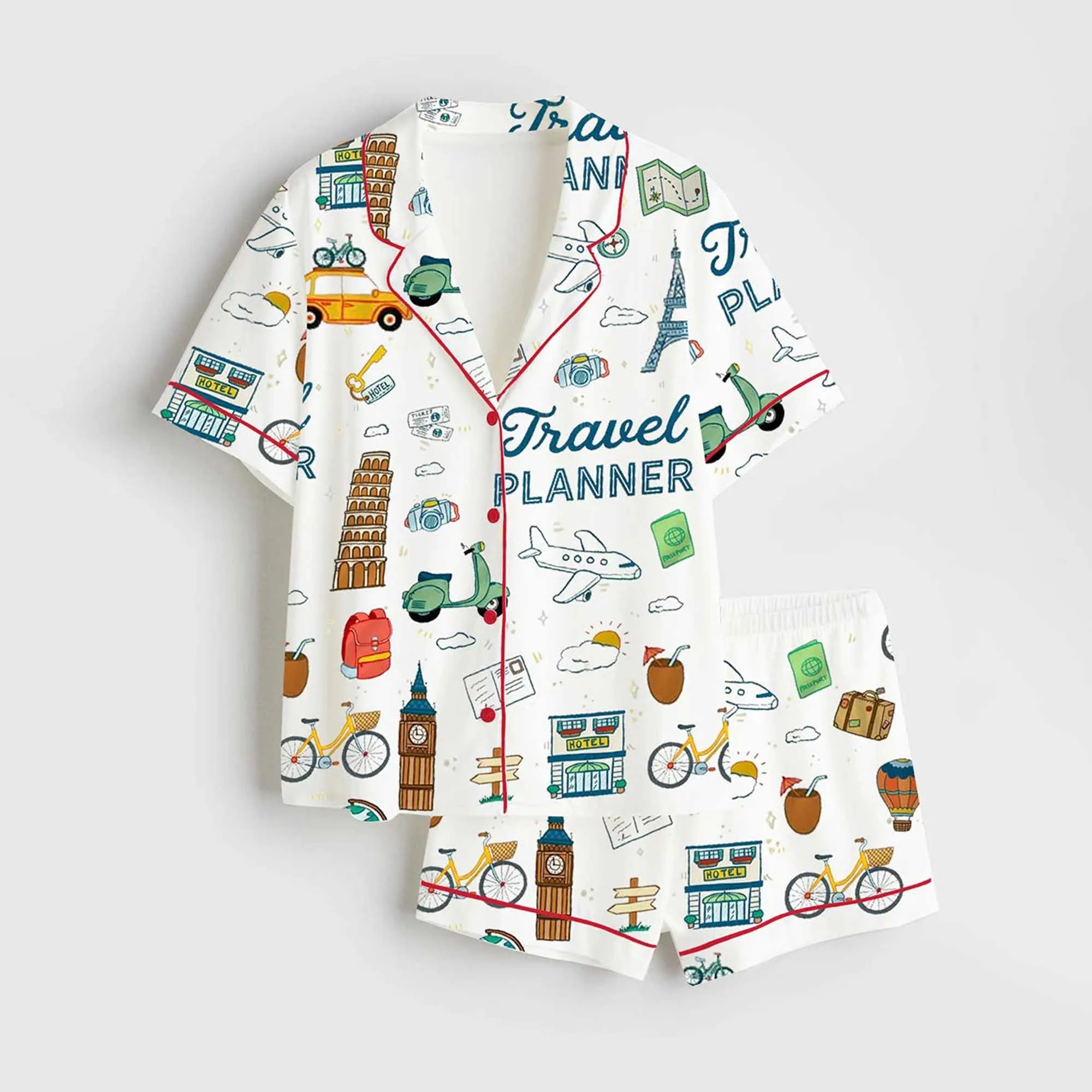 Travel Planner Satin Pajama For Women