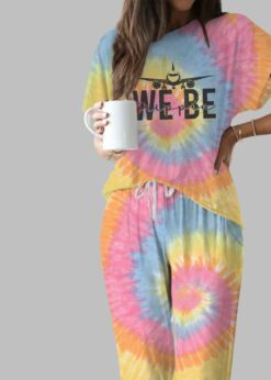Travel Tie Dye Casual Pajama Set For Women