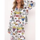 Travel To Paris Pajama Set For Women