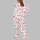 Trendy Pink Coquette Bow Floral Pajama Set For Women