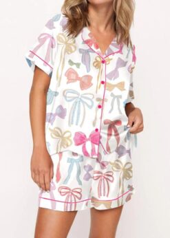 Trendy Watercolor Bows Pajama Set