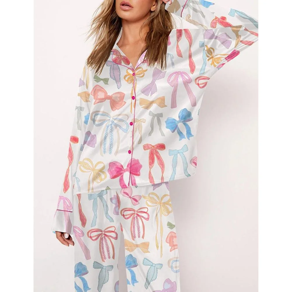 Trendy Watercolor Bows Pajama Set - Image 2