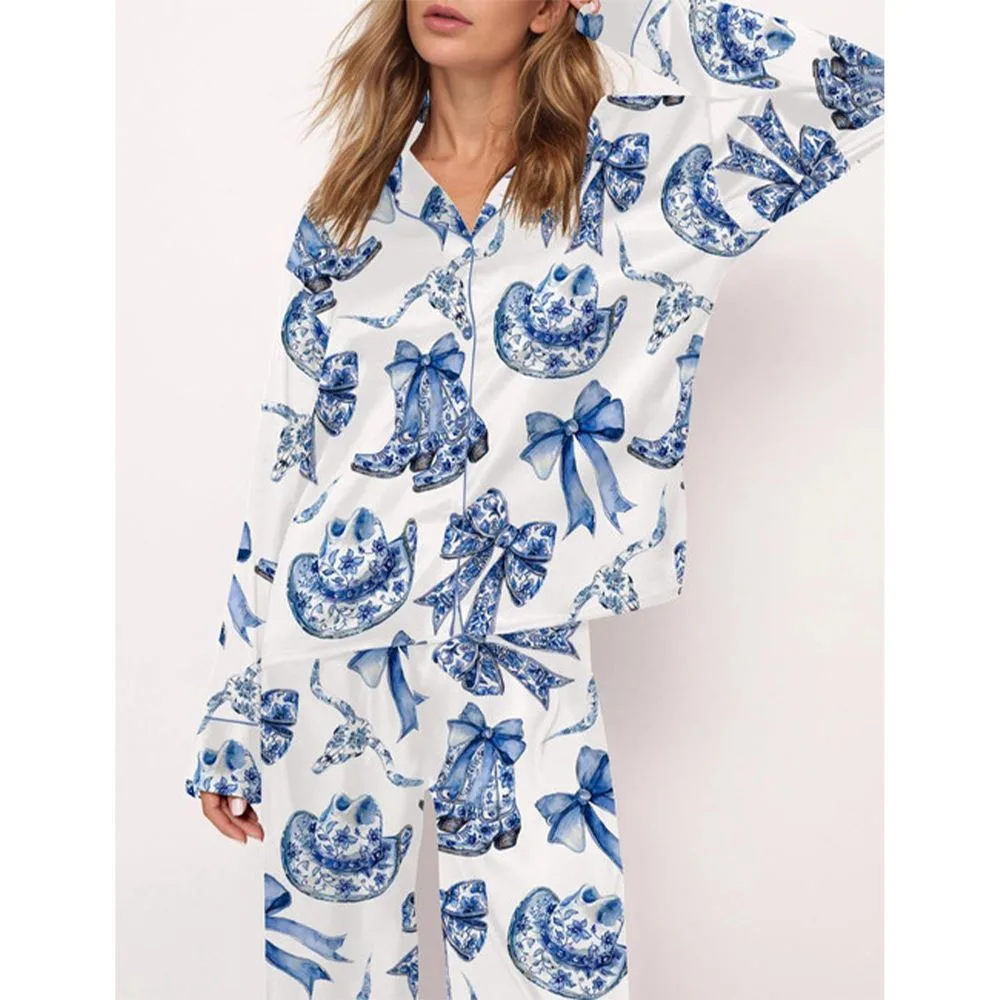 Trendy Western Coastal Cowgirl Pajama Set For Women - Image 3