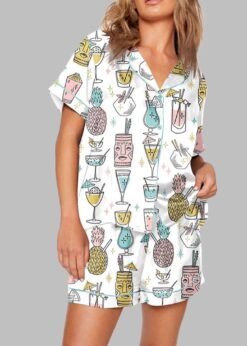Tropical Cocktails Hawaiian Drinks Pajama Set