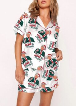Trump I'll Be Home For Christmas Santa Art Pajama Set