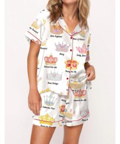 Tudor History Crowns Satin Pajama Set For Women