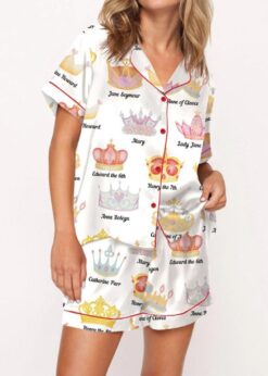 Tudor History Crowns Satin Pajama Set For Women