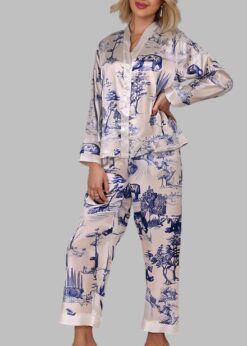 Wildlife Plants Printed Pajama Set