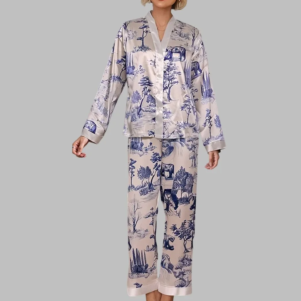 Wildlife Plants Printed Pajama Set - Image 2