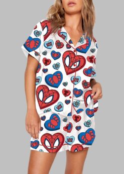 Valentine Superhero Print Pajama Set