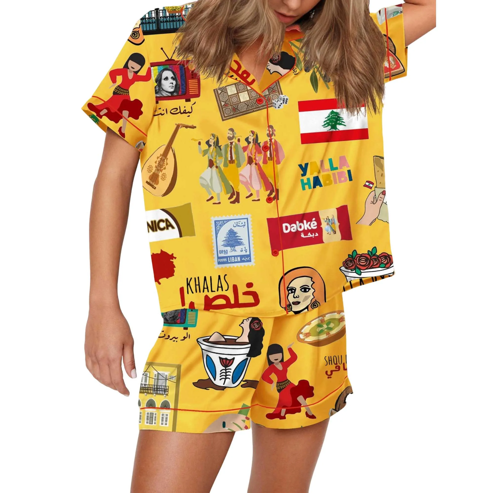 Very Lebanese Satin Pajama Set For Women - Image 2