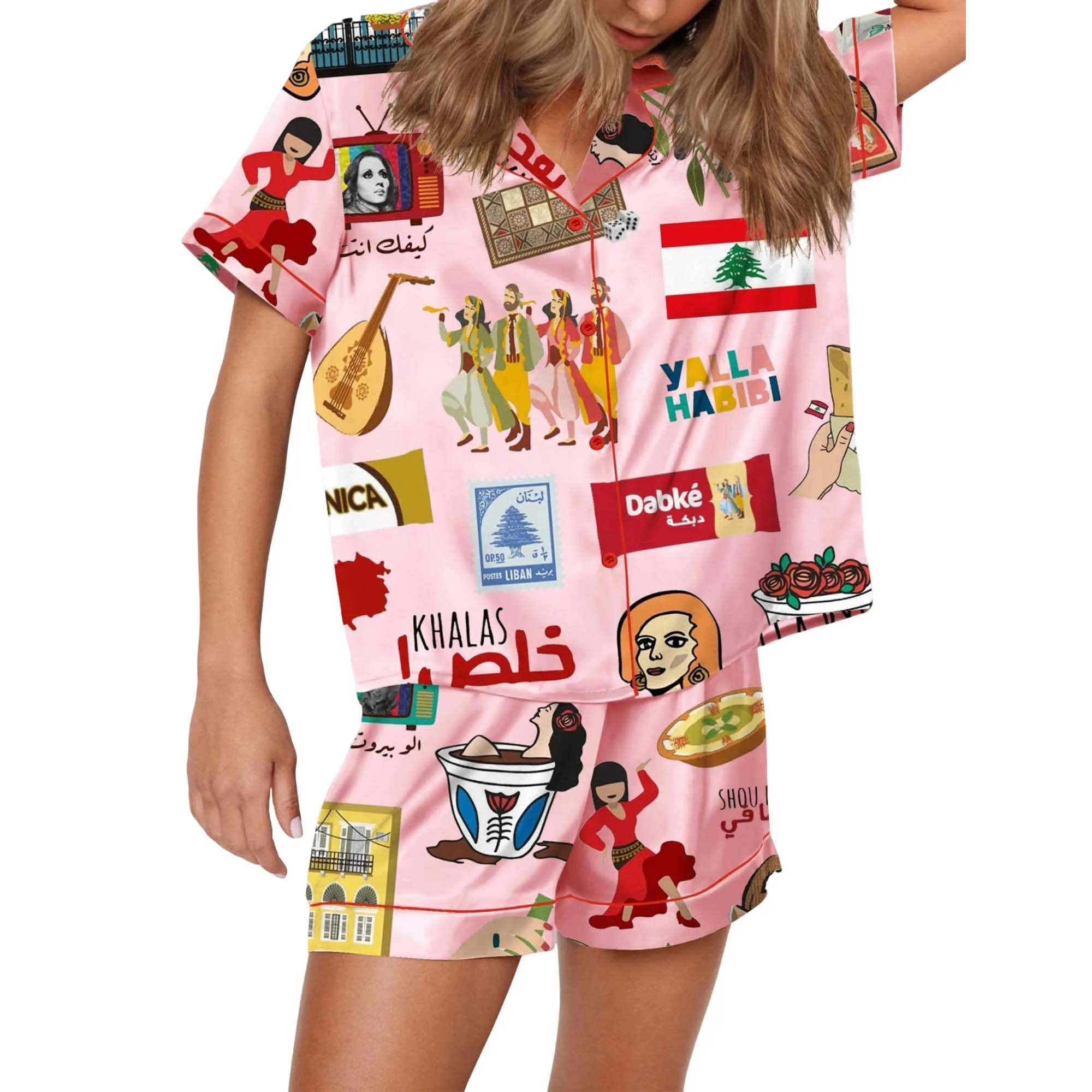 Very Lebanese Satin Pajama Set For Women - Image 3