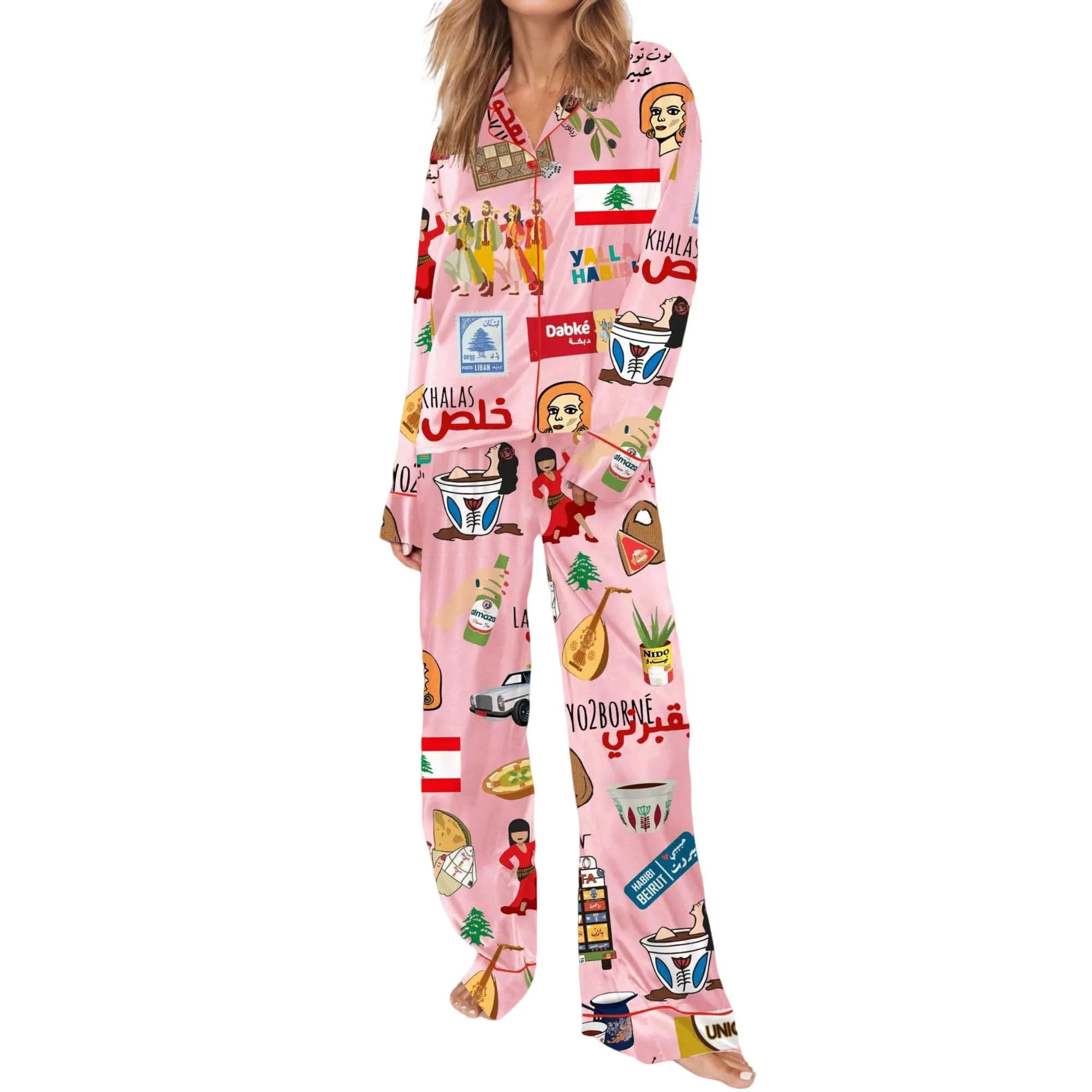 Very Lebanese Satin Pajama Set For Women - Image 4