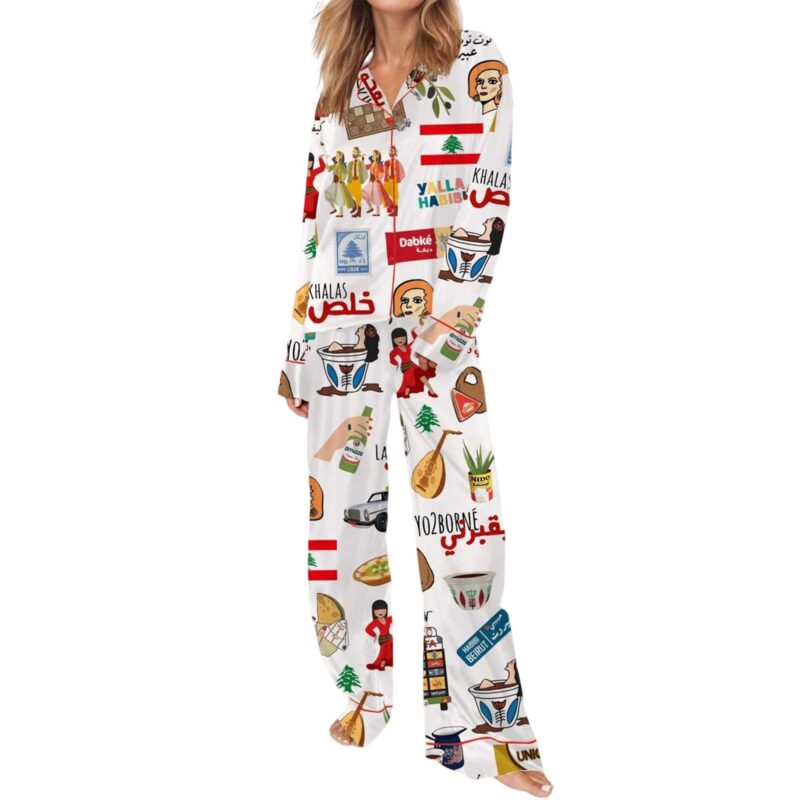 Very Lebanese Satin Pajama Set For Women - Image 5