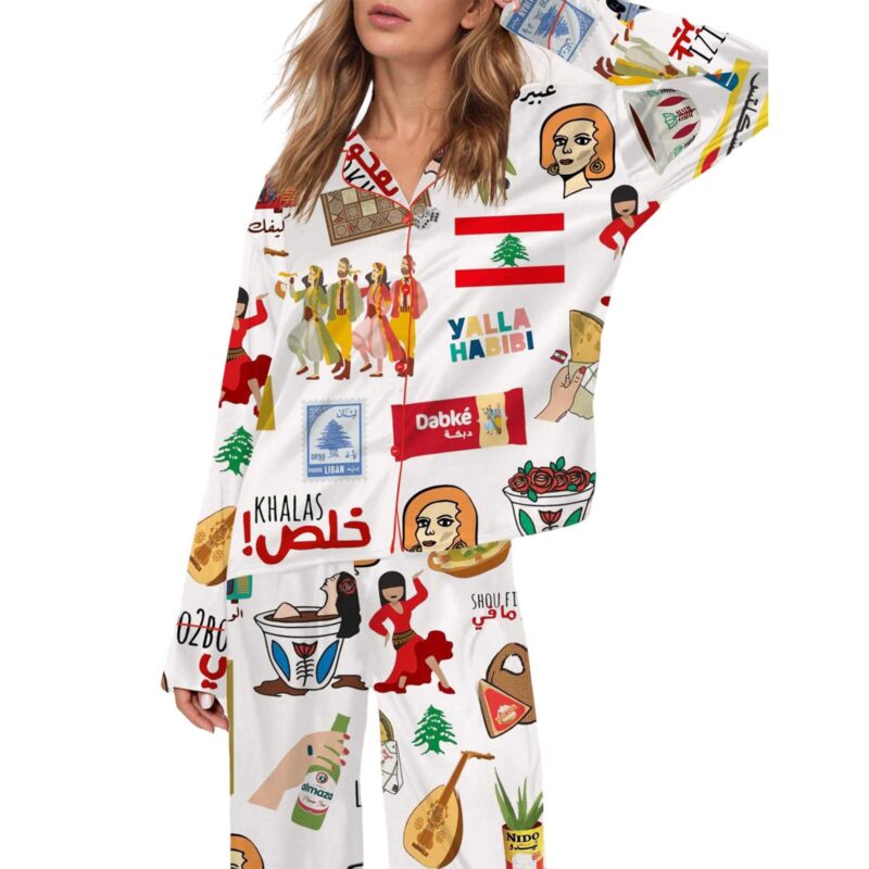 Very Lebanese Satin Pajama Set For Women - Image 6