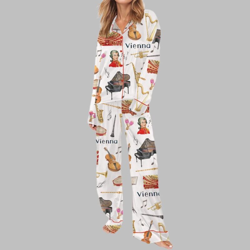 Vienna Music Tour Satin Pajama Set For Women - Image 2