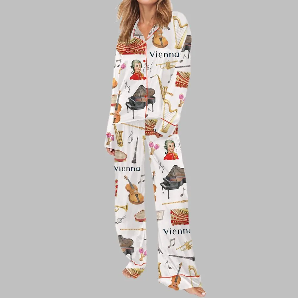 Vienna Music Tour Satin Pajama Set For Women - Image 2
