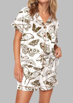 Vintage Butterfly And Moth Pajama Set For Women
