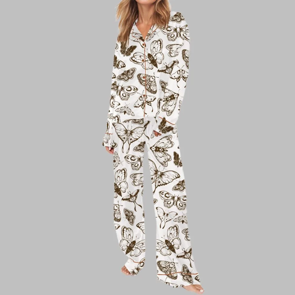Vintage Butterfly And Moth Pajama Set For Women - Image 3