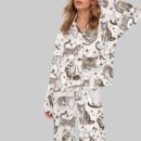 Vintage Cats Pajama Set For Women