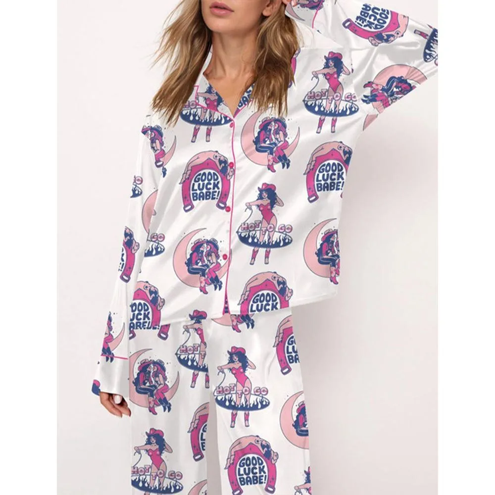 Vintage Cowgirl Satin Pajama Set For Women - Image 2