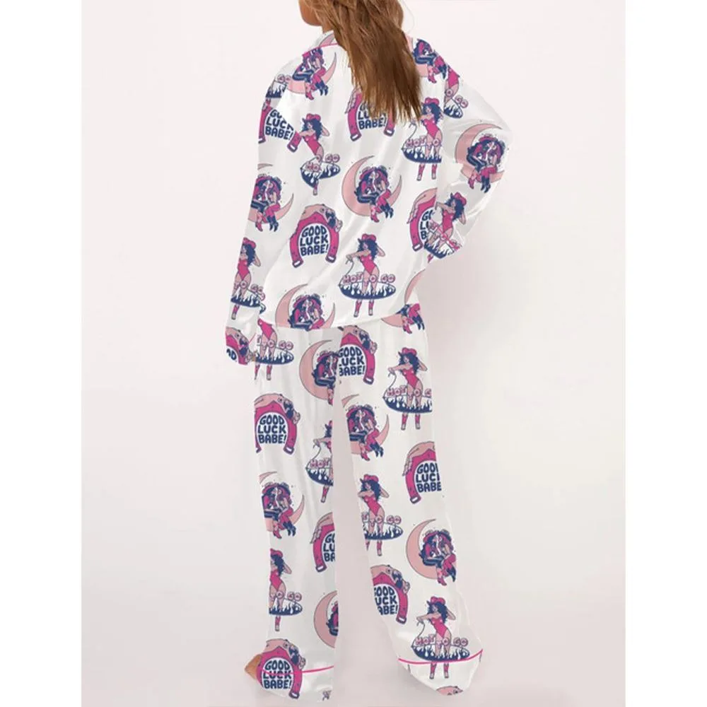 Vintage Cowgirl Satin Pajama Set For Women - Image 3