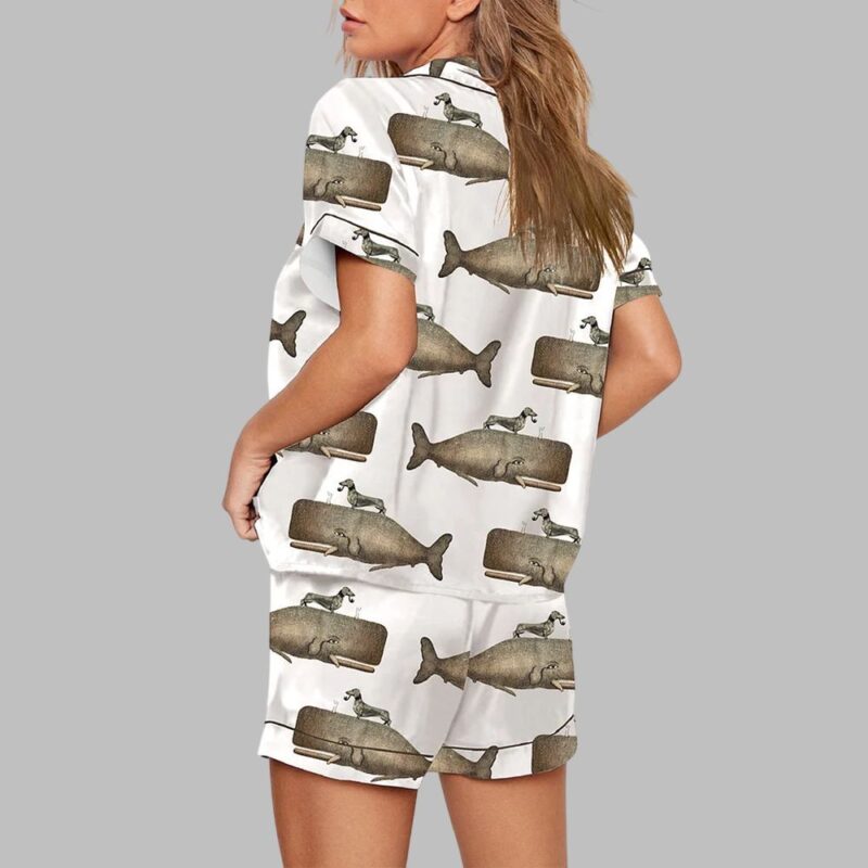 Vintage Dachshund Dog Riding Whale Pajama Set - Image 3