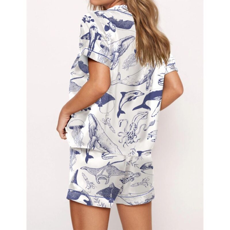 Vintage Sea Animals Pajama Set For Women - Image 3