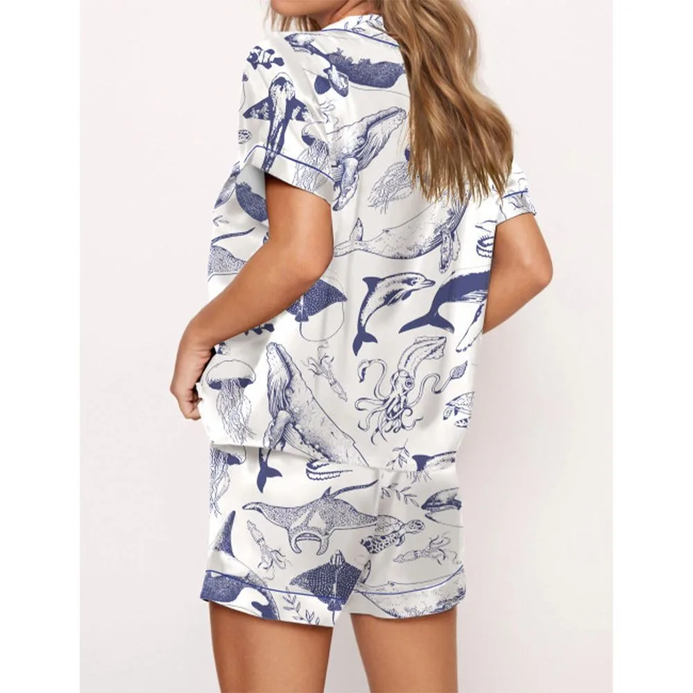 Vintage Sea Animals Pajama Set For Women - Image 3