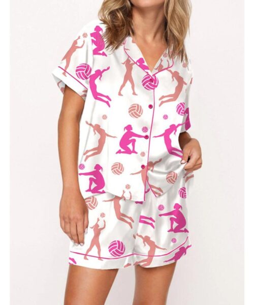 Volleyball Girl Satin Pajama Set For Women