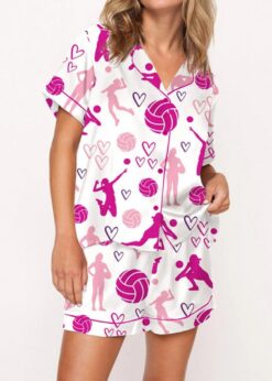 Volleyball Satin Pajama Set For Women