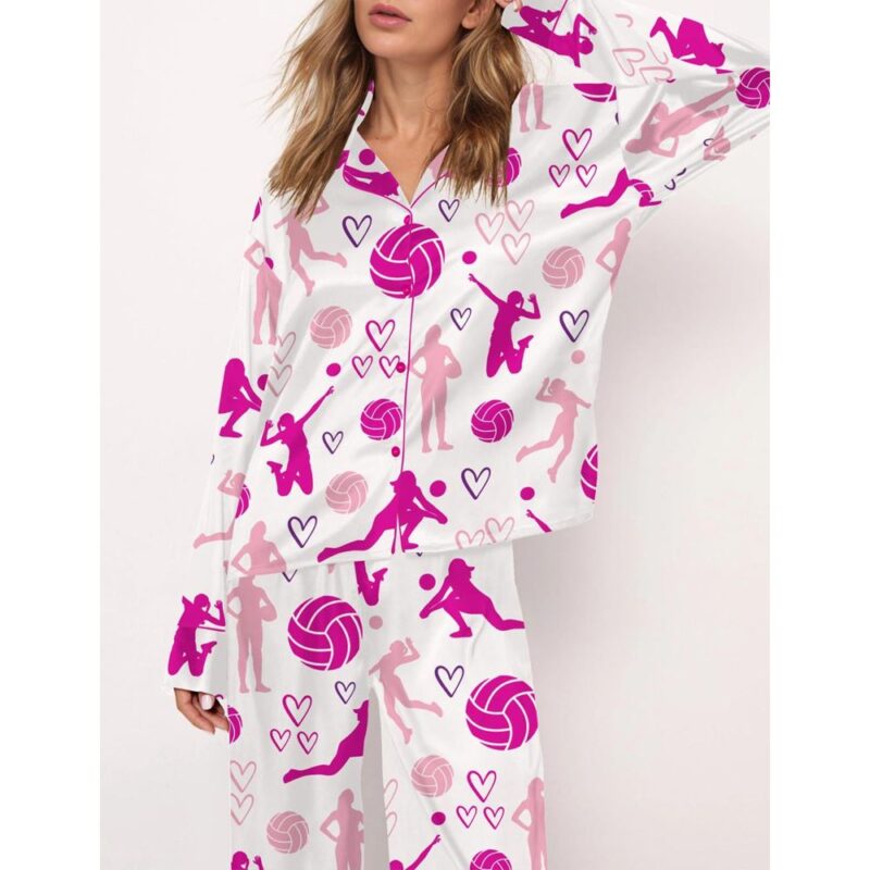 Volleyball Satin Pajama Set For Women - Image 2